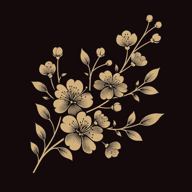 La elegante rama de la flor del cerezo