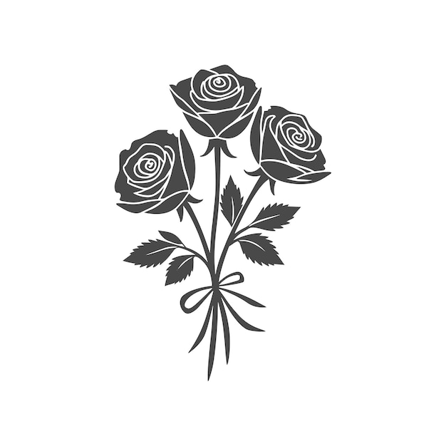 Elegante ramo de tres rosas