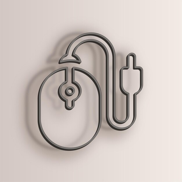 Elegante ratón de efecto de alambre y icono de alamparo con fondo blanco antiguo