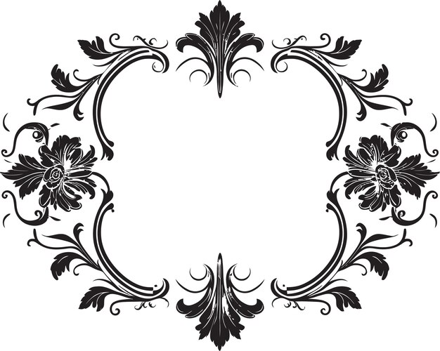 Elegante Regalia Royal Vector de flores decorativas negras Regal Abundancia Elegancia monocromática para