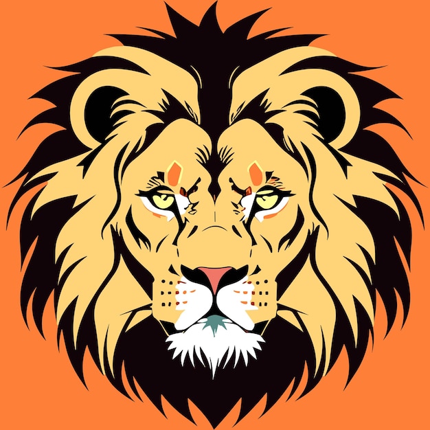 Elegante rey león enojado para diseño de camiseta logotipo de papel tapiz y concepto de tatuaje ilustración vectorial