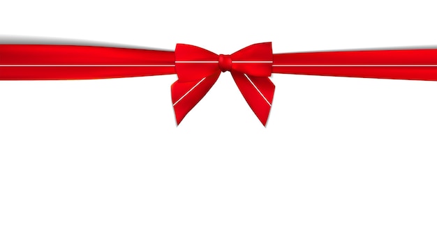 Vector elegante rojo con cinta de línea blanca para regalos y lazo aislado en blanco diseño