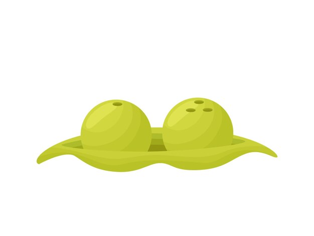 Elegante salero y pimentero en forma de guisantes verdes Ilustración vectorial sobre fondo blanco