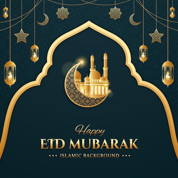 Elegante saludo islámico Eid Mubarak diseño de tarjeta plantilla de publicación de redes sociales
