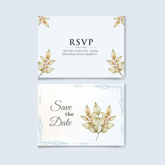 Elegante set de tarjetas de invitación de boda floral