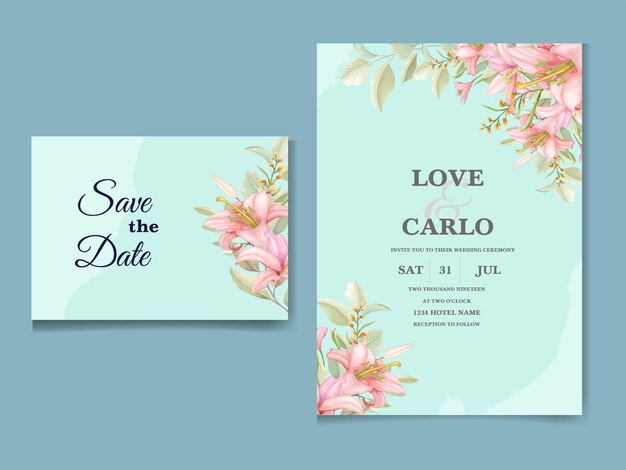 Elegante set de tarjetas de invitación de boda floral