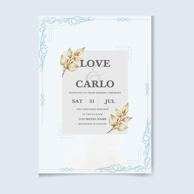 Elegante set de tarjetas de invitación de boda floral