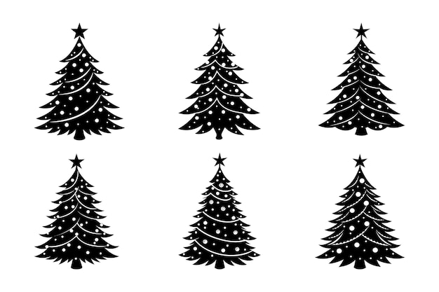Elegante silueta del árbol de Navidad Icono de arte clip