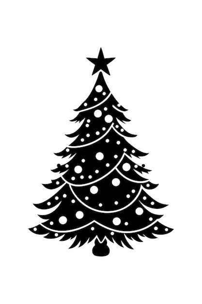 Elegante silueta del árbol de Navidad Icono de arte clip