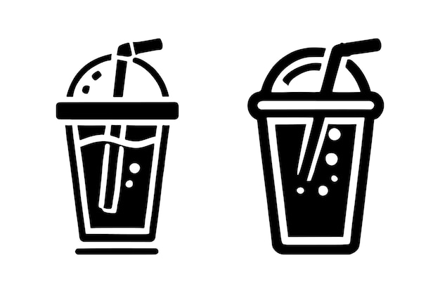 Elegante silueta de bebidas y arte vectorial de vidrio