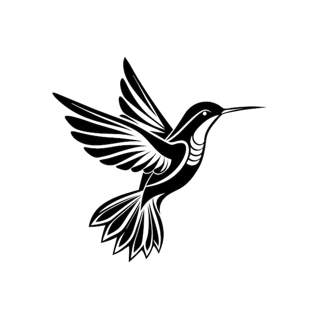 Elegante silueta de colibrí icono ilustración vectorial diseño minimalista para proyectos creativos