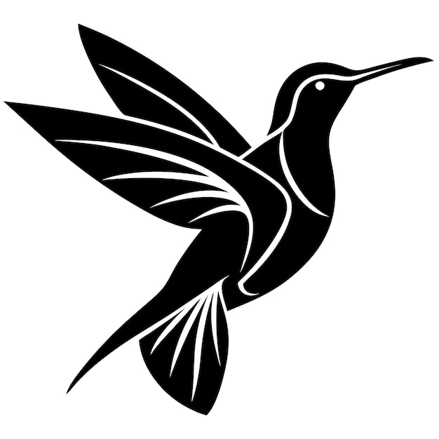 La elegante silueta del colibrí negro en vuelo