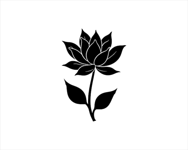 Elegante silueta de la flor de loto Vector Diseño minimalista de la silueta de las flores de loto