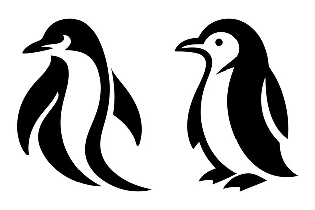 Elegante silueta de pingüino pájaro ártico en una elegante ilustración vectorial