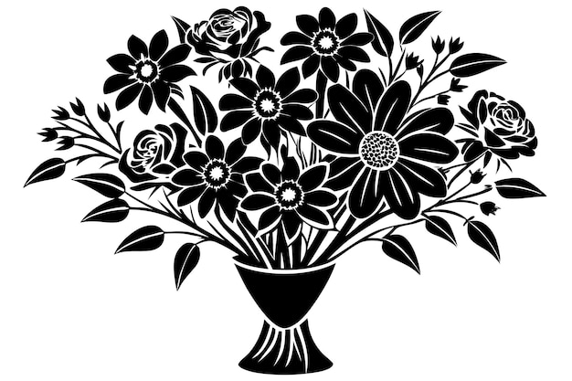 Elegante silueta de un ramo de flores