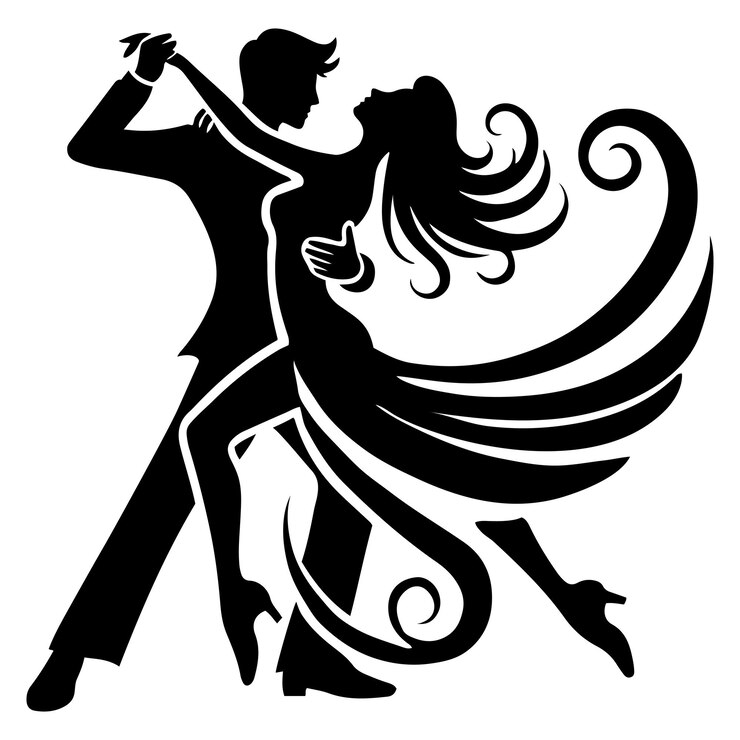 Vector elegante silueta vector logo de una pareja bailando perfecto para el estudio de baile de bodas