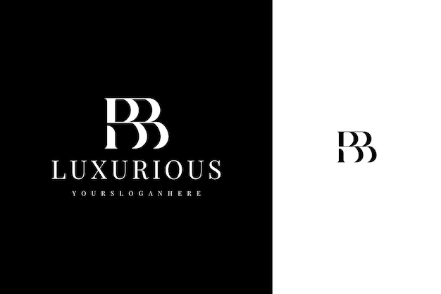 elegante simple minimal lujo serif fuente alfabeto doble letra b monograma diseño del logotipo