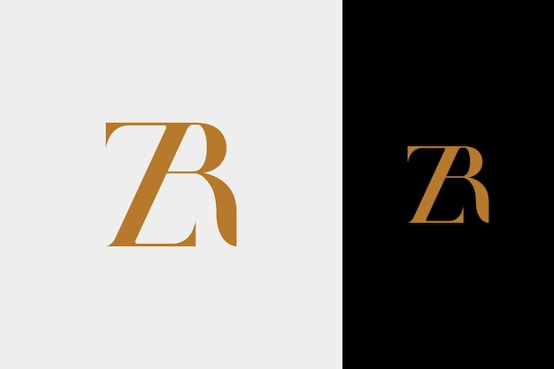 Elegante, simple, minimalista, de lujo, fuente serif, alfabeto, letra z, combinado, con, letra r, logotipo, diseño