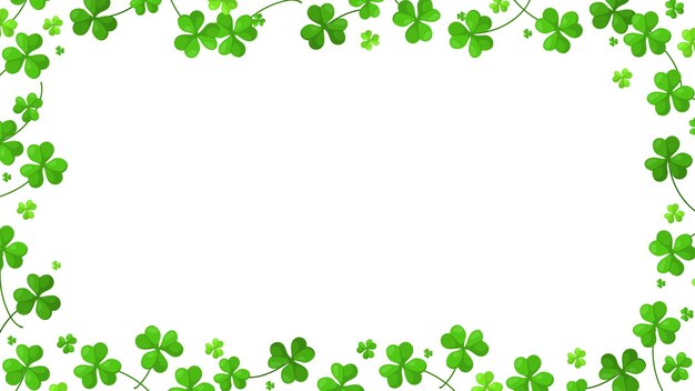 Elegante St Patrick's Day Shamrock Frontera con exuberantes tréboles verdes para PPT y fondo de sitio web