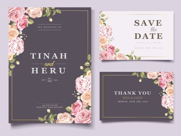 elegante tarjeta de boda floral