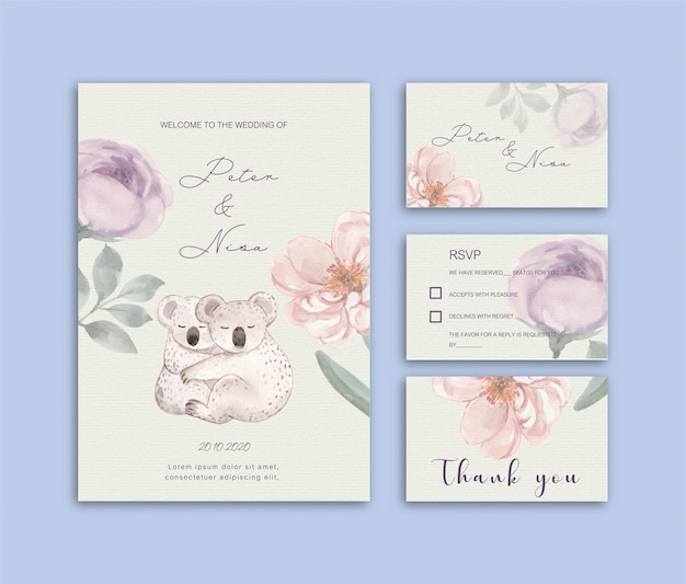 Elegante tarjeta de boda con hermosa plantilla floral y hojas