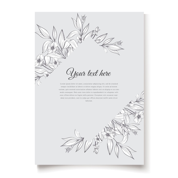 elegante tarjeta de boda con hermosa plantilla floral y hojas