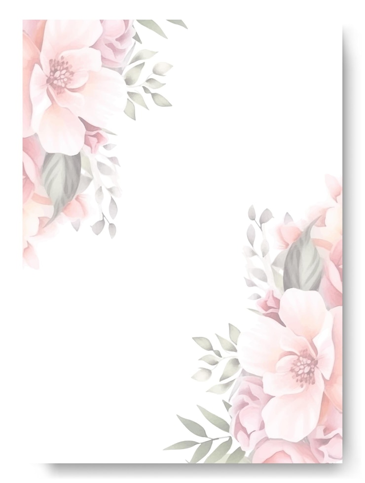 Vector elegante tarjeta de boda con marco floral de rosa blanca invitación de boda fronteriza multiusos