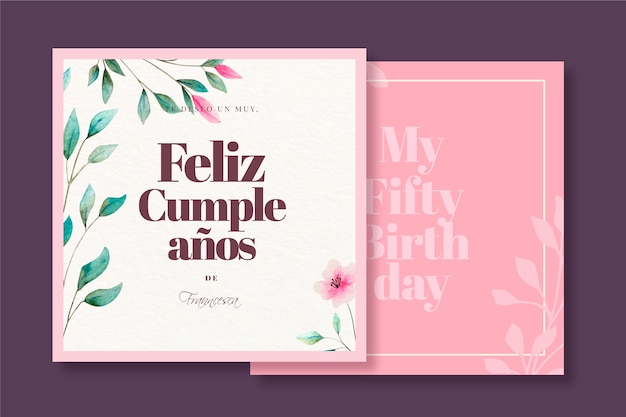 Elegante tarjeta de felicitación de feliz cumpleaños