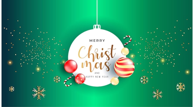 Elegante tarjeta de felicitación de Feliz Navidad y Feliz Año Nuevo con adornos festivos