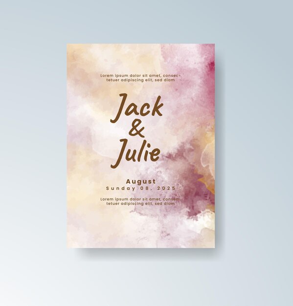 Elegante tarjeta de invitación de boda en acuarela