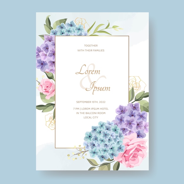 Elegante tarjeta de invitación de boda con flor