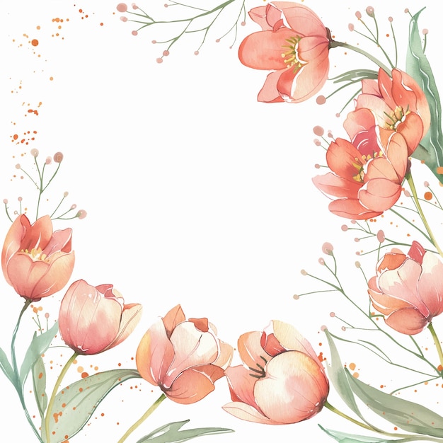elegante tarjeta de invitación de flores de primavera de fondo en acuarela