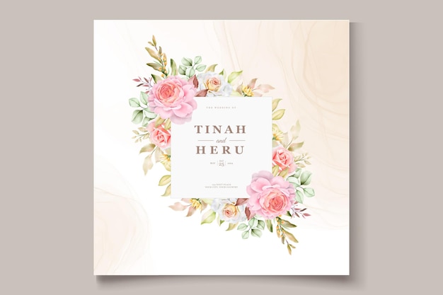 Elegante tarjeta de invitación de verano floral acuarela dibujada a mano