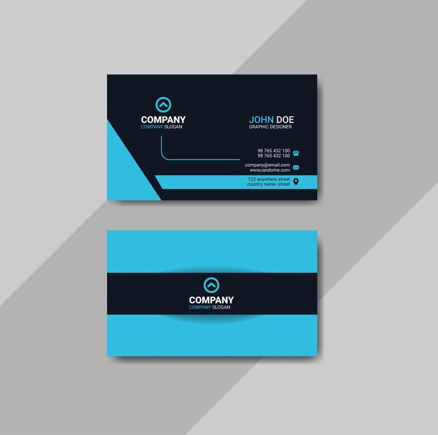 Una elegante tarjeta de visita azul creativa.