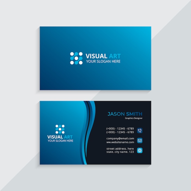 Vector elegante tarjeta de visita azul