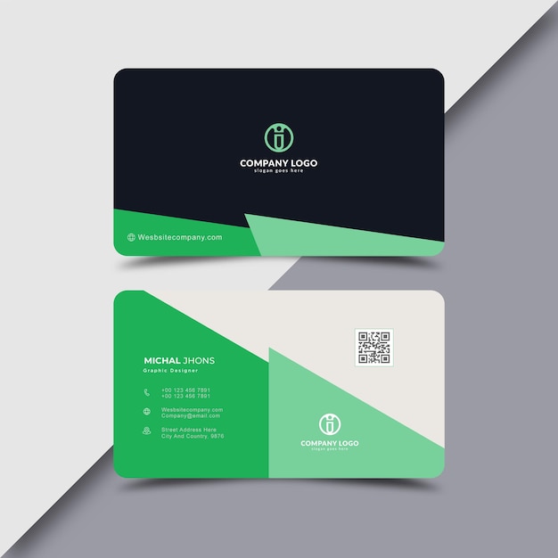 Elegante tarjeta de visita corporativa diseño verde negro