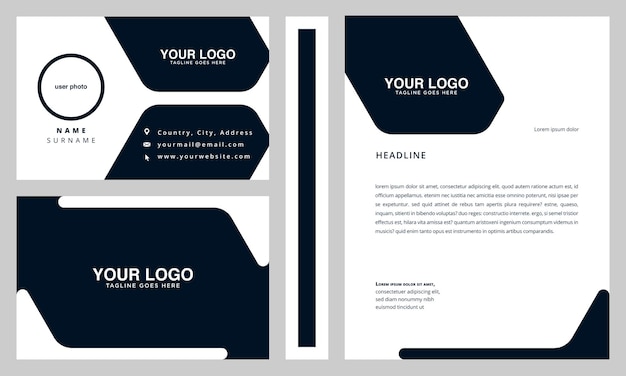 elegante tarjeta de visita oscura y diseño de membrete