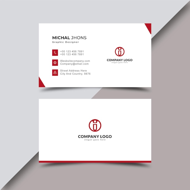 Elegante tarjeta de visita vector rojo y blanco