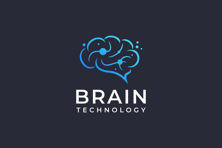Elegante tecnología de cerebro limpio con logo de chispa.