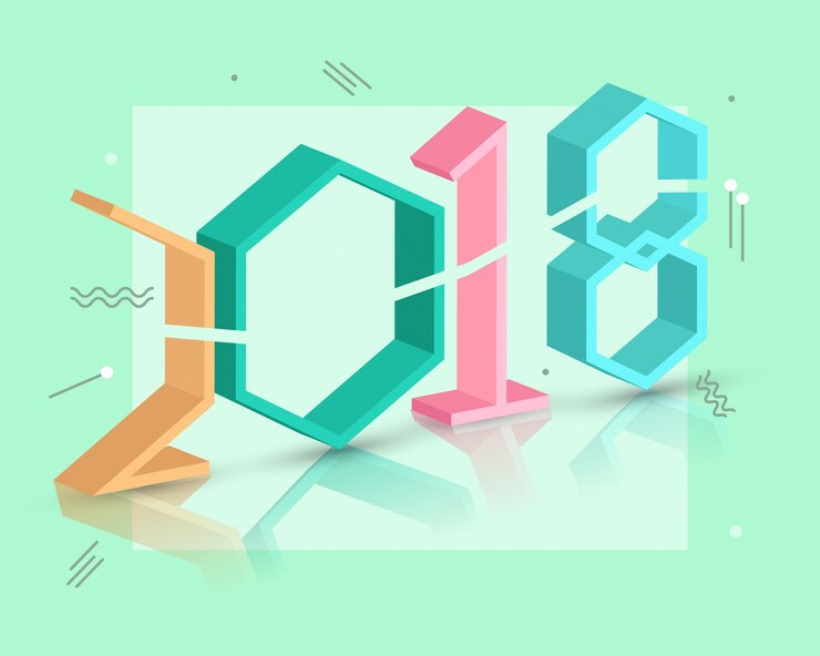 Vector elegante texto en 3d 2018 sobre fondo abstracto