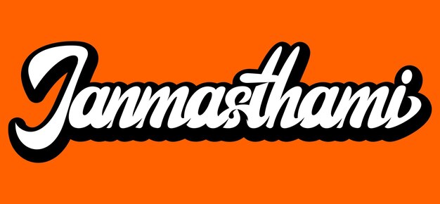 El elegante texto cursivo Jamasthani en un fondo naranja audaz crea un efecto visual vibrante y llamativo para la celebración festiva