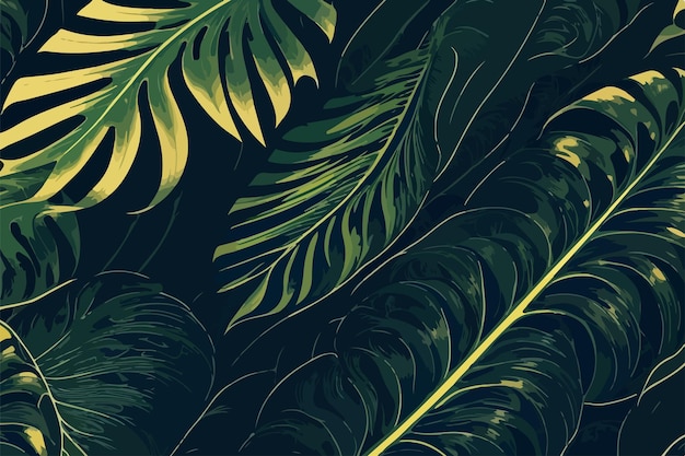 Elegante textura de hoja de Monstera plana 2D de patrones sin fisuras