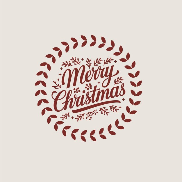 Elegante tipografía de Feliz Navidad con elementos festivos de vacaciones Rojo en cursiva Feliz navidad
