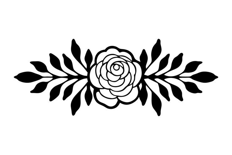 Elegante Vector de Arte de Líneas Florales de Rosas Negras y Blancas