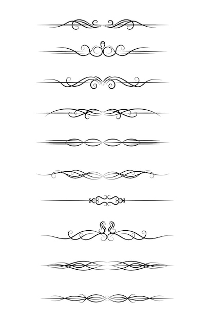 elegante vector caligráfico decorativo elemento ornamental conjunto floral decorativo divisores conjunto de diseño