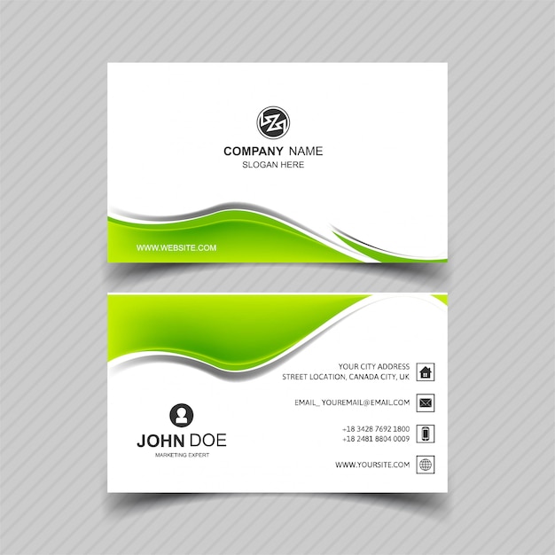 Elegante vector de ilustración de tarjeta de visita verde ondulado