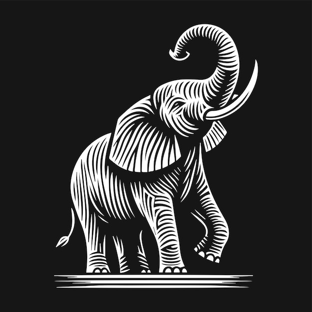 Elegante vector de madera de elefante africano