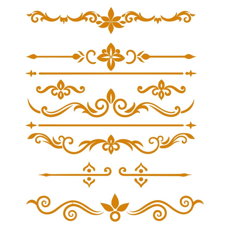 Elegantes adornos de divisor dorado Conjunto de ilustraciones vectoriales