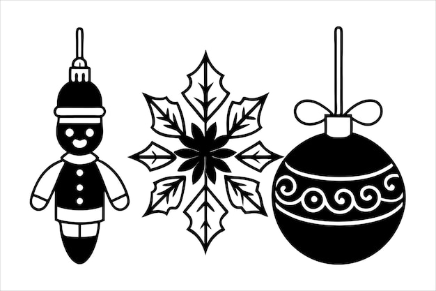 Elegantes adornos navideños Colección vectorial
