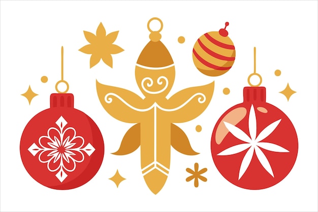 Elegantes adornos navideños Colección vectorial